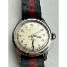 Rare 1940s Cyma Military Waterproof Vintage Wristwatch
