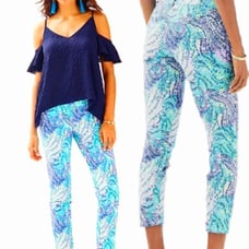 LILLY PULITZER Shana Stretch Crop Pant in BLUE CURRANT FANTASEA