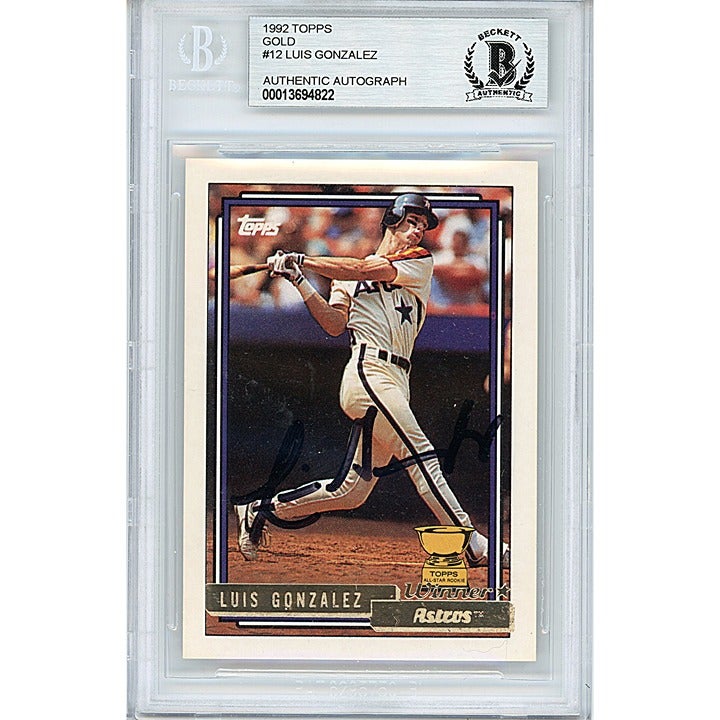 Luis Gonzalez Signed 1992 Topps Gold Rookie Baseball Card Beckett Autographed
