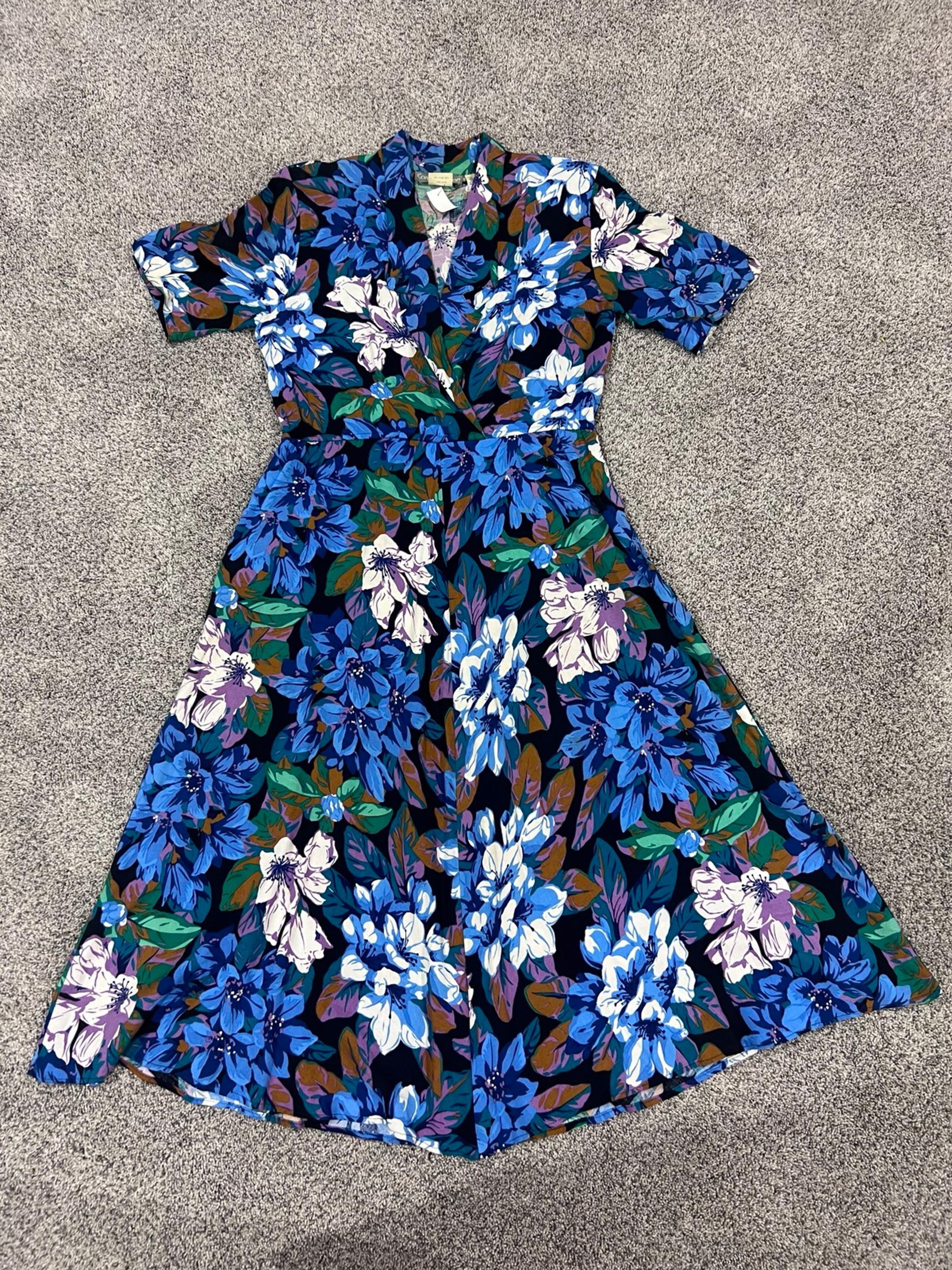 Vintage Carol Anderson Colorful Floral Collared Fit Flare Maxi Dress Size 11/12