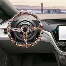 NEW JDM UNIVERSAL 350MM STICKERBOMB Acrylic Deep Dish 6 Holes Steering Wheel