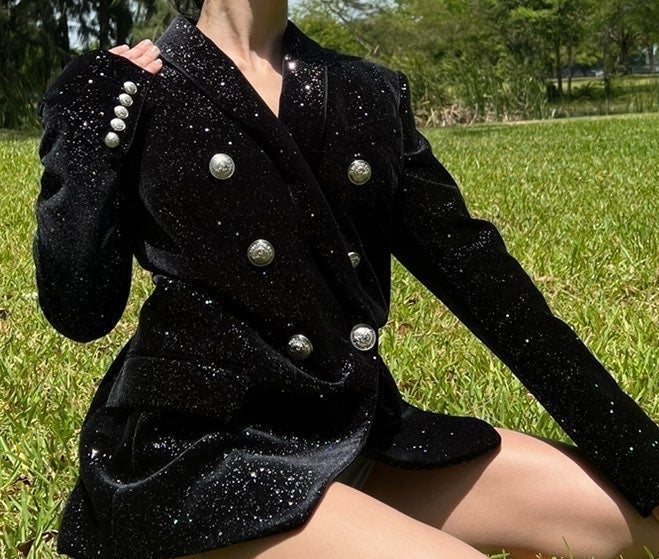 Balmain Paris velvet blazer coat jacket