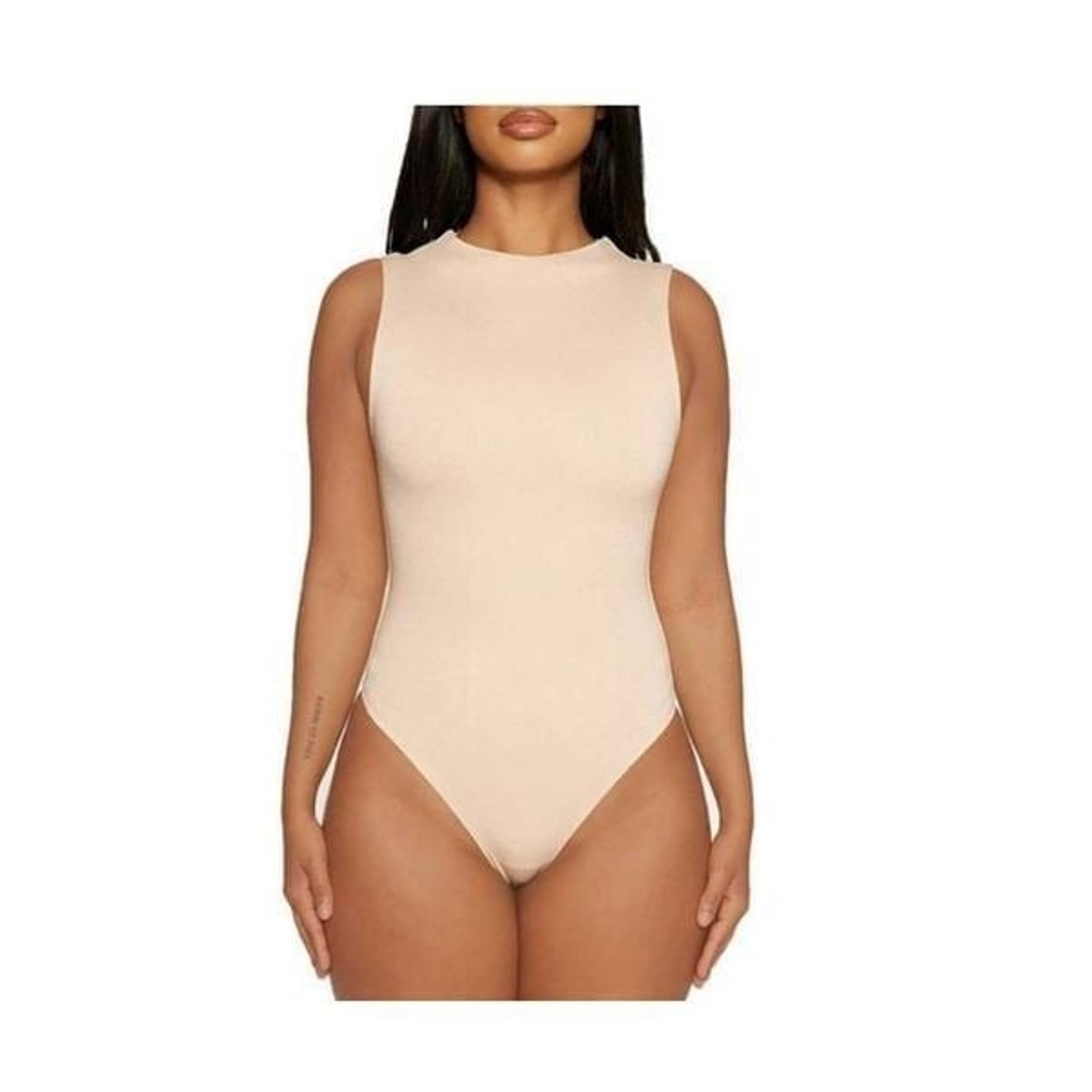 NWOT Naked Wardrobe JERSEY SLEEVELESS BODYSUIT IN OATMEAL Sz S
