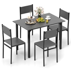 5 Piece Dining Table Set Industrial Style Kitchen Table & Chairs for 4 Grey
