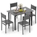 5 Piece Dining Table Set Industrial Style Kitchen Table & Chairs for 4 Grey