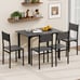5 Piece Dining Table Set Industrial Style Kitchen Table & Chairs for 4 Grey