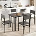 5 Piece Dining Table Set Industrial Style Kitchen Table & Chairs for 4 Grey