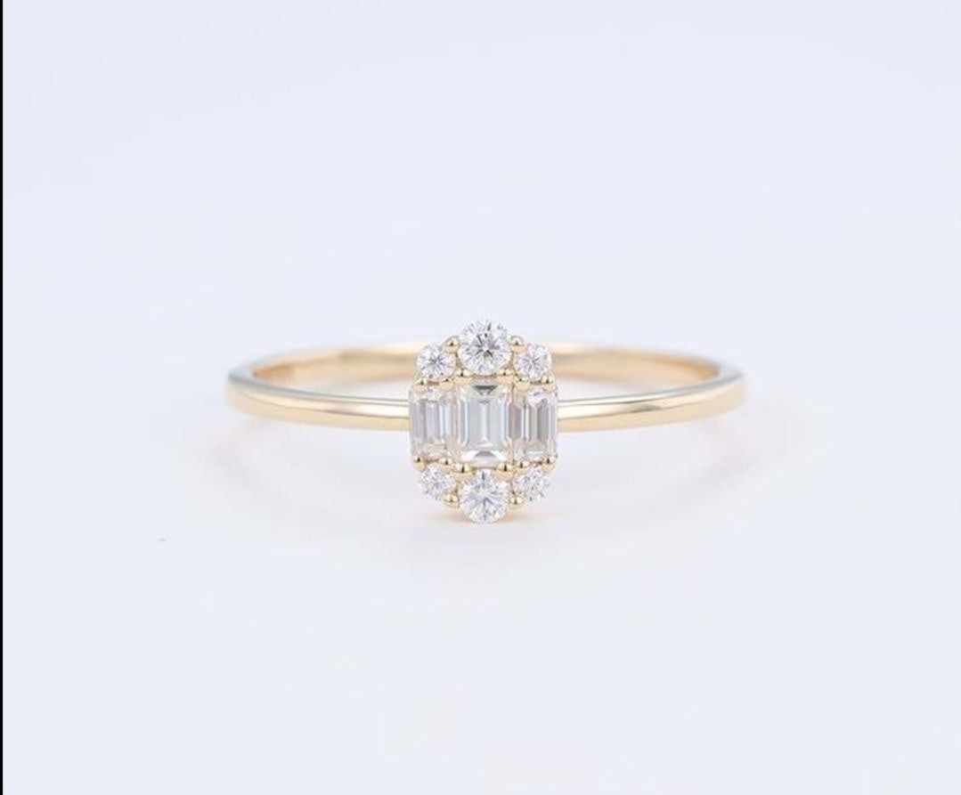 *SALE* 14K Solid Rose Gold Diamond Engagement Ring Size 6