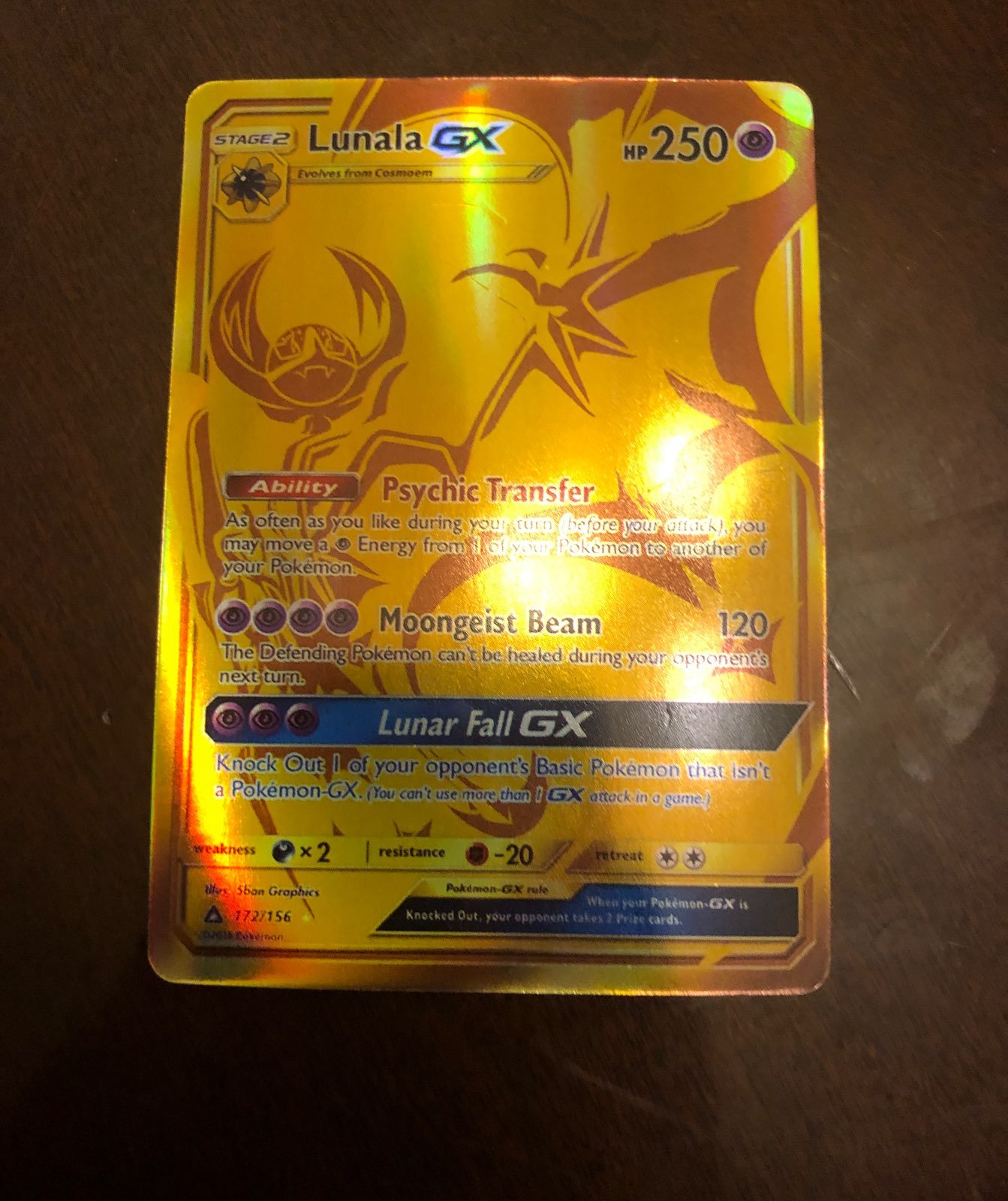 lunala GX 2018 gold holo