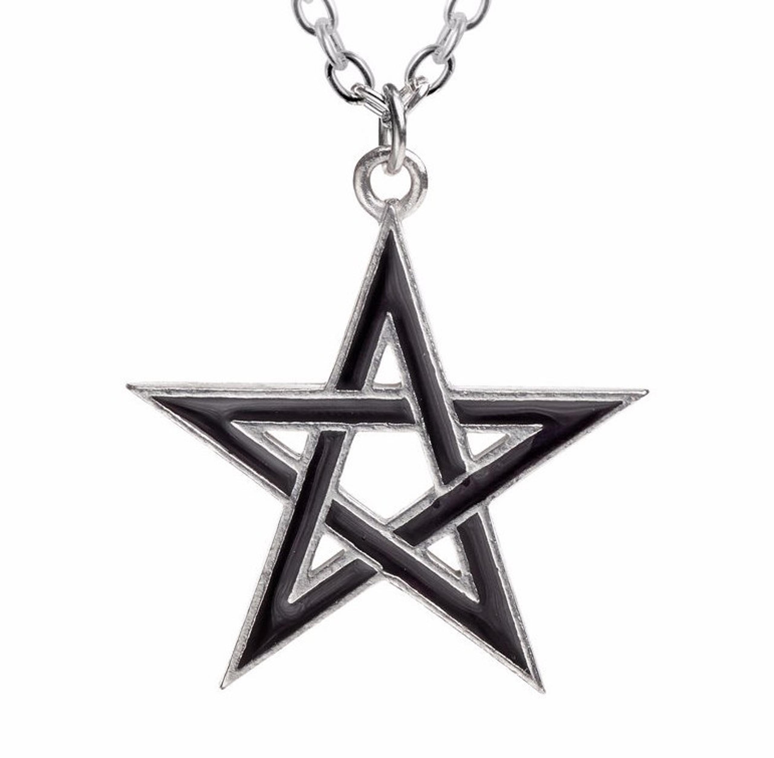 Alchemy Gothic Black Star Protective Wiccan Pentagram Talisman Pendant P775 NEW