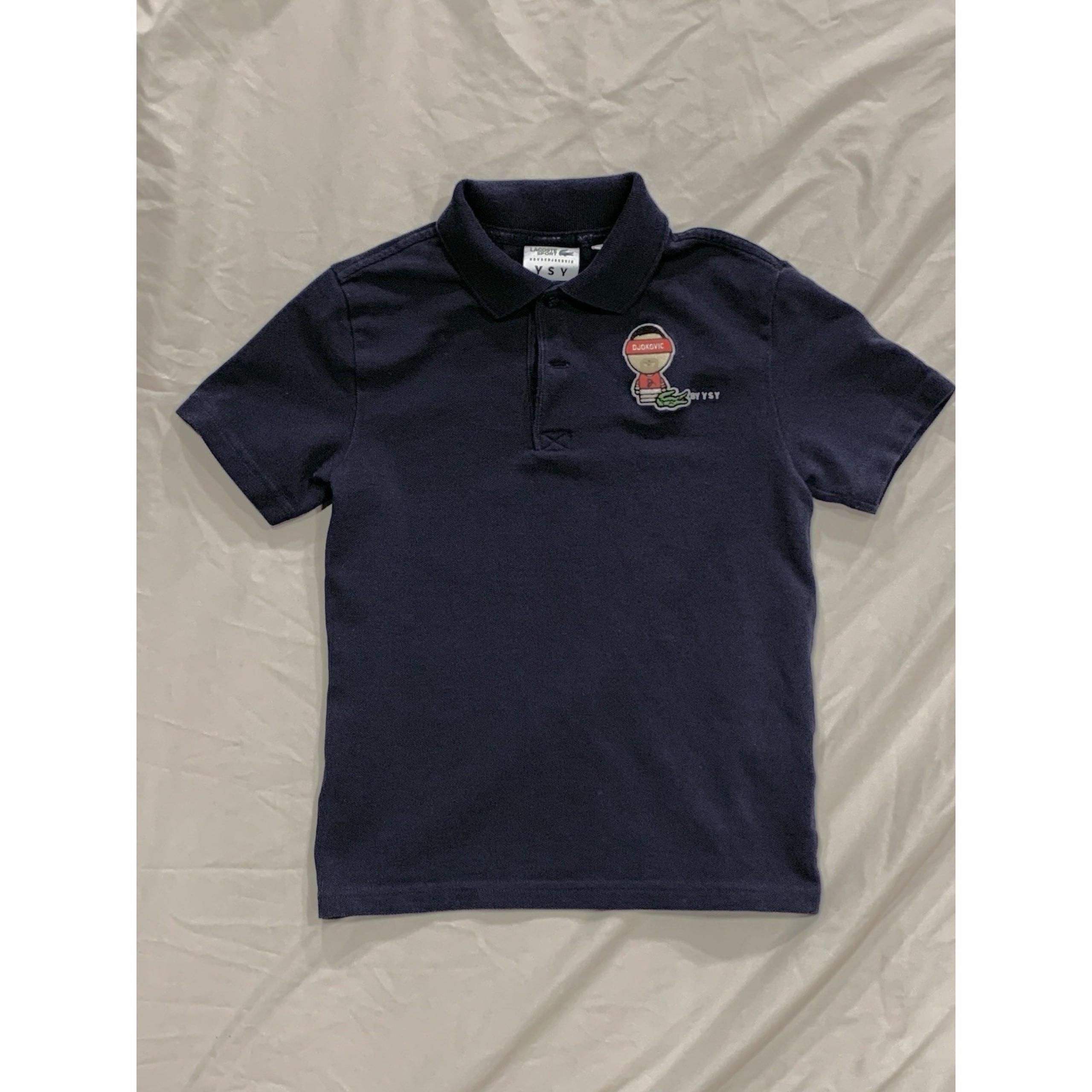 Lacoste Sport Polo Boys Size 10 Navy Collab YSY Djokovic Tennis