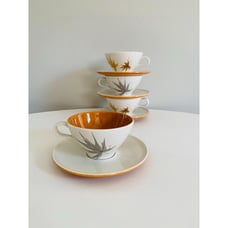 Vtg Ben Seibel Iroquois Harvest Time Informal True China, Teacups & Saucer X 4