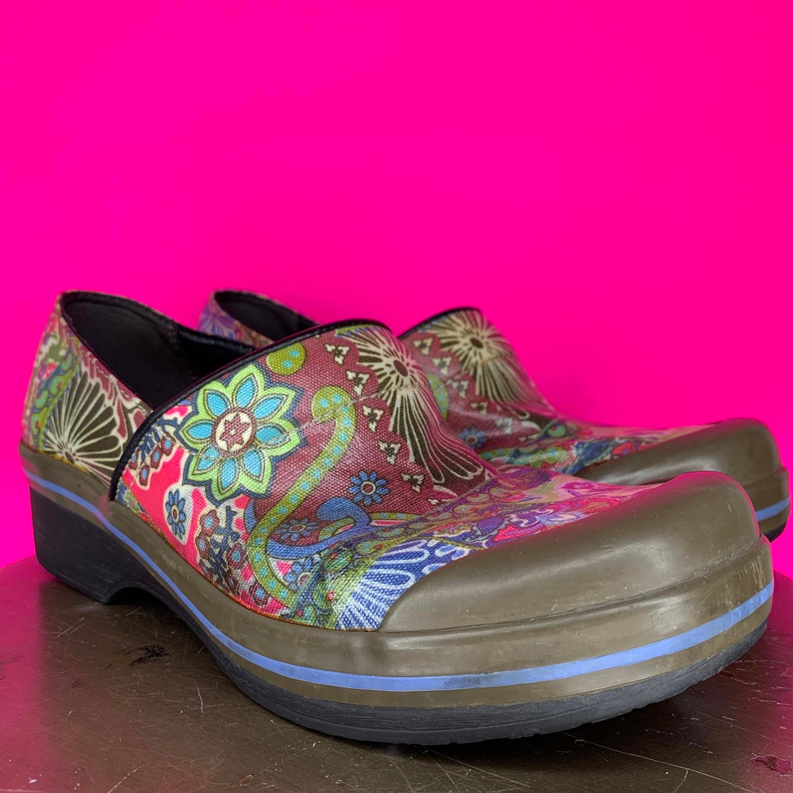 Dankso Vegan Volley Colorful Paisley Floral Patchwork Clog Sz 40