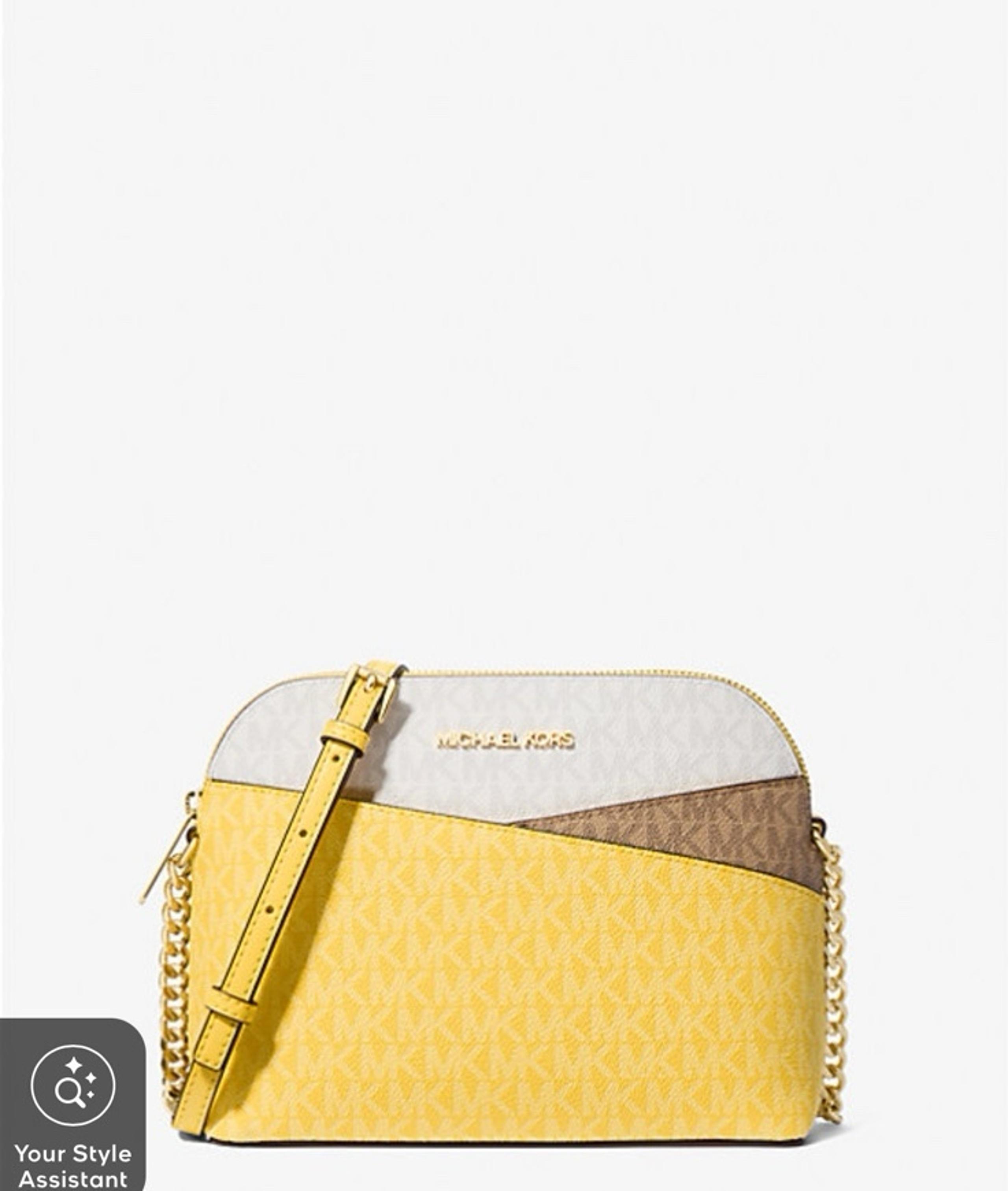 Michael Kors Jet Set Travel MD Signature Logo Color Block Dome Crossbody Bag