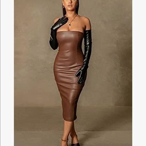NEW Strapless Leather Tube Dress
