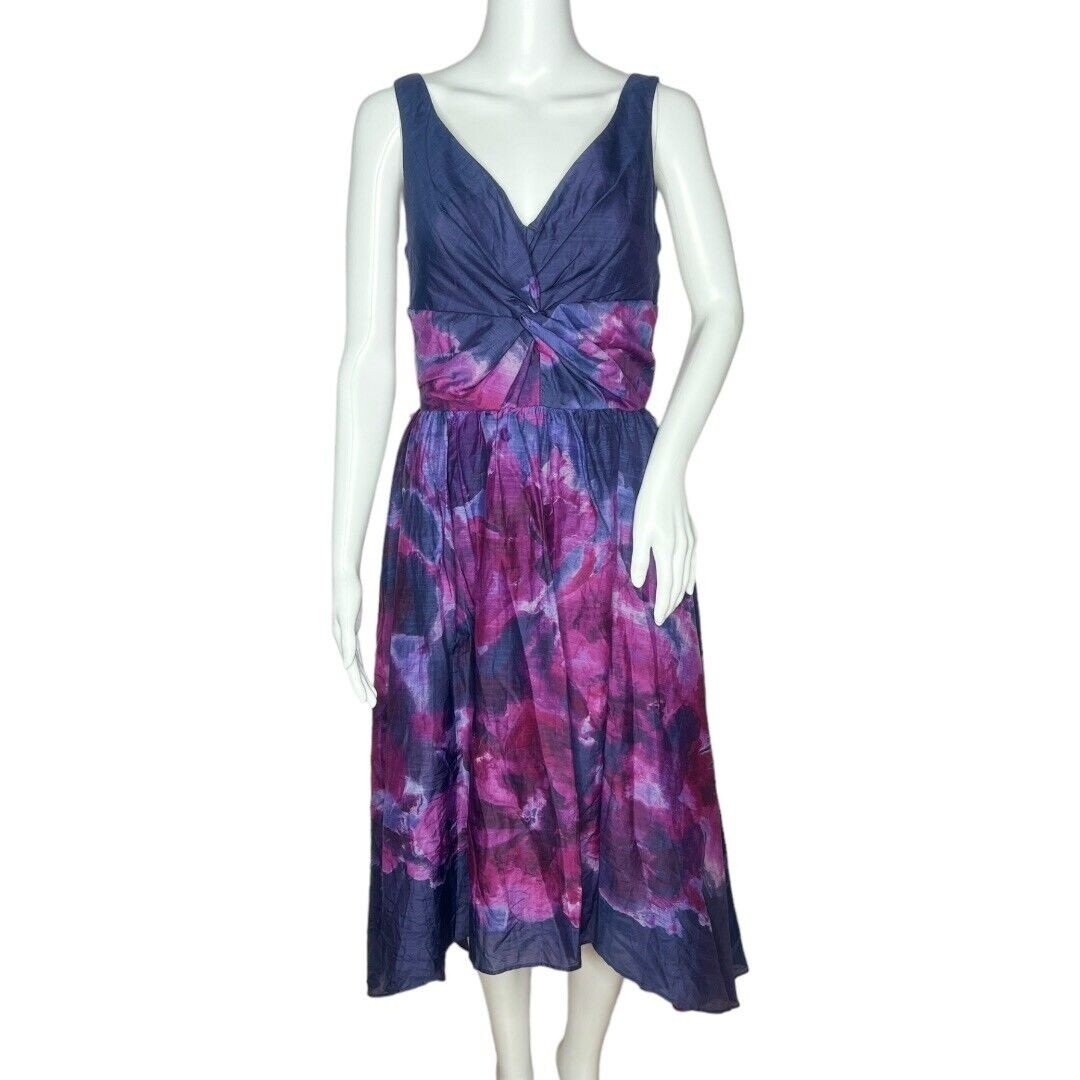 Neiman Marcus Lela Rose X Target Womens Watercolor Dress Navy Purple Size 6