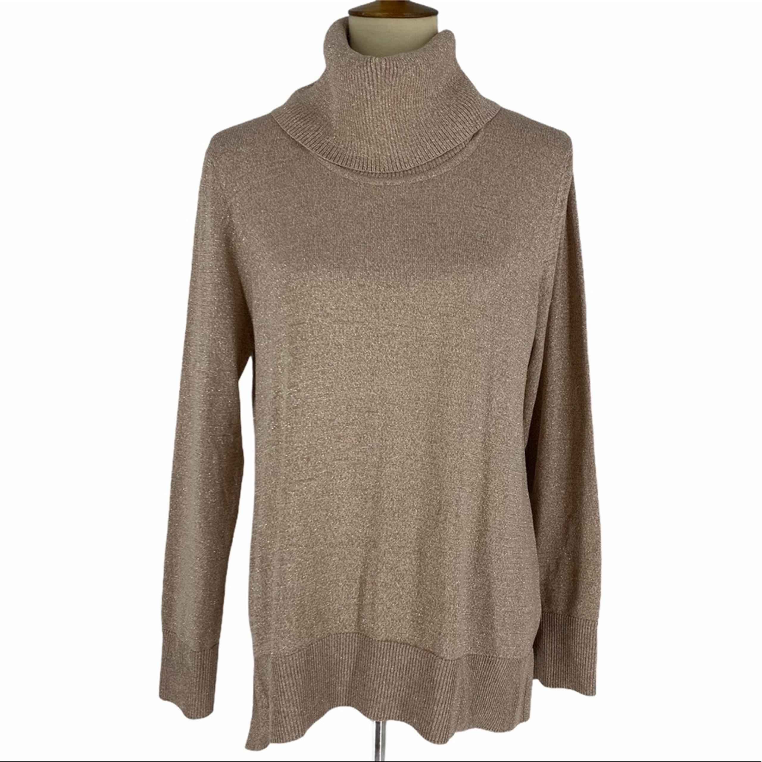 Cable & Gauge Sparkly Gold Cowlneck Knit Top XL