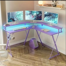 PURPLE Gaming Desk 50.4 with LED Strip & Power Outlets- NEW- FREE SHIPPING
