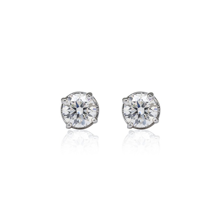 5mm Round Moissanite Solitaire Earrings, 1.1ct Diamond Stud -ERM-52