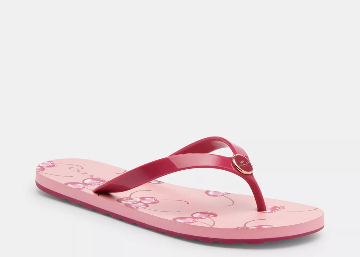 New Coach women's size 7 Zayn Flip Flop With Fruit Print