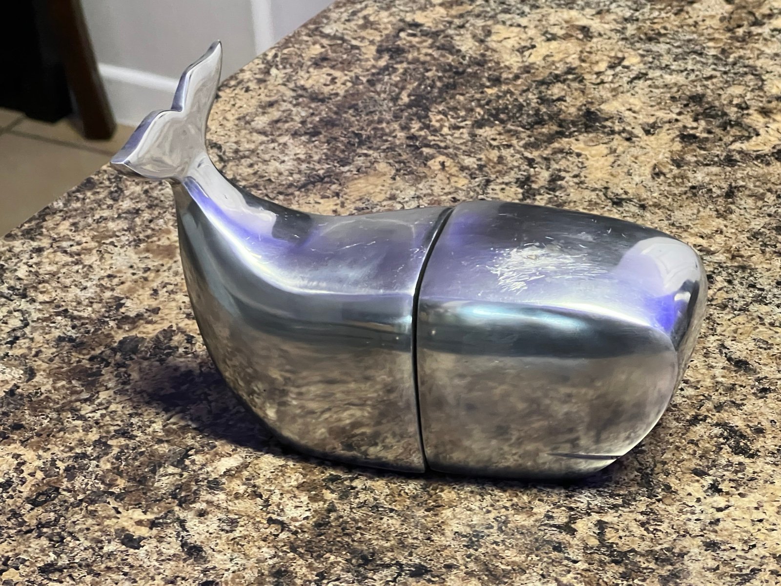 Silver alloy whale book ends