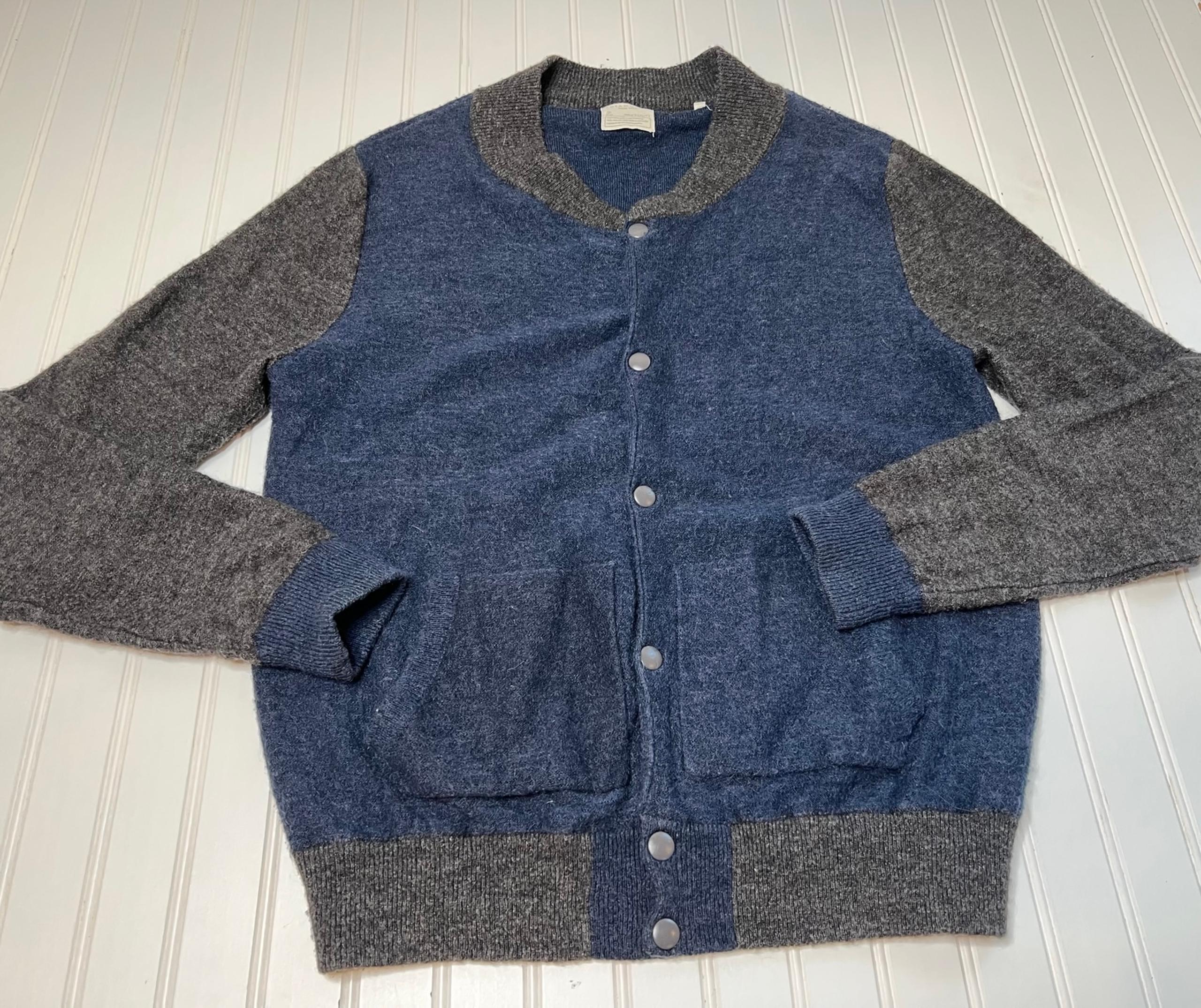 7 Diamonds Miller Sweater Cardigan Blue Gray Mens XL Wool Mohair Blend