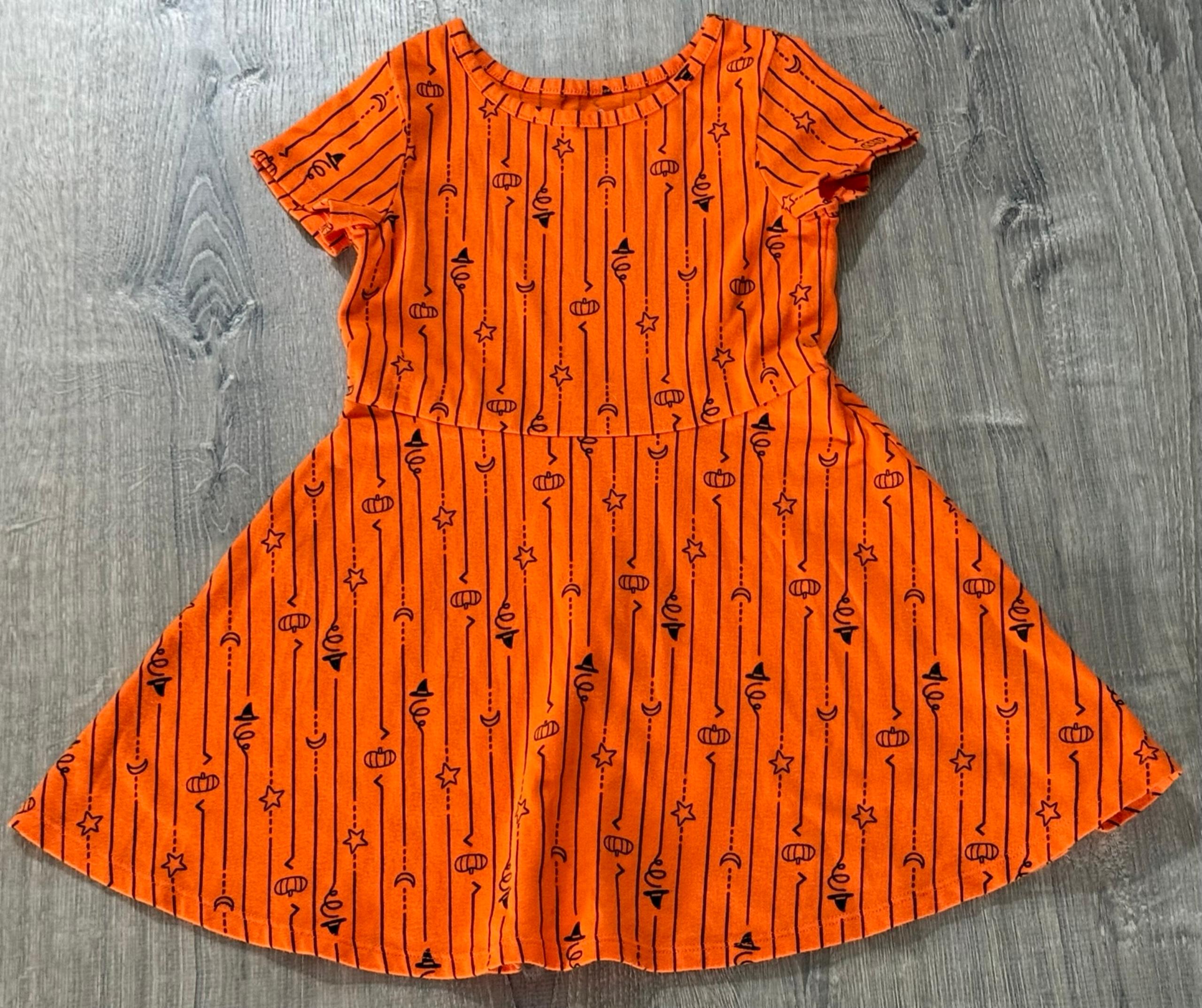 Adorable girls Cat and Jack orange witch hat pumpkin fall Dress size 5T