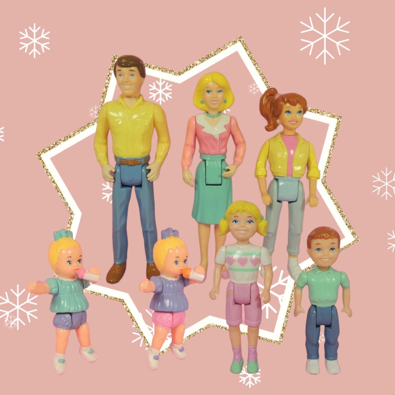 PLAYSKOOL DOLLHOUSE FAMILY 7 People MOM Dad SISTER Girl BROTHER Boy TWIN Babies