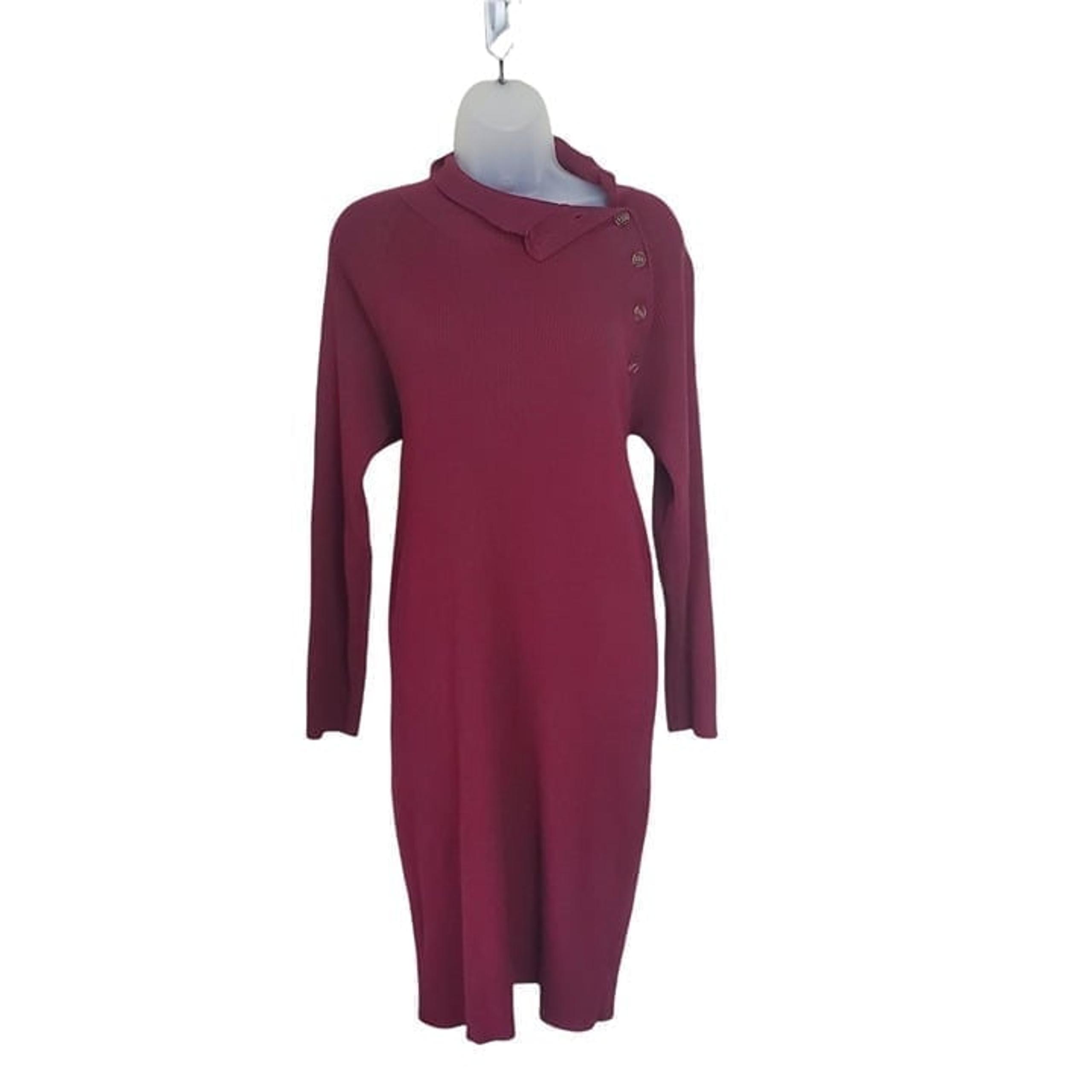 ISABEL MATERNITY Womens Dress Sweater Ribbed Soft Stretchy Sleeves Button Medium