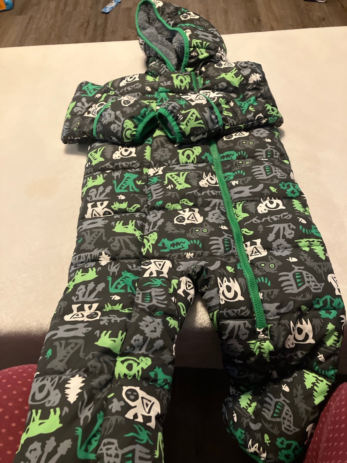 Gray & green animal snowsuit 18-24M