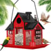 Metal Solar Bird Feeders House for Outside Hanging, Red