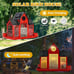 Metal Solar Bird Feeders House for Outside Hanging, Red
