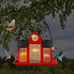 Metal Solar Bird Feeders House for Outside Hanging, Red