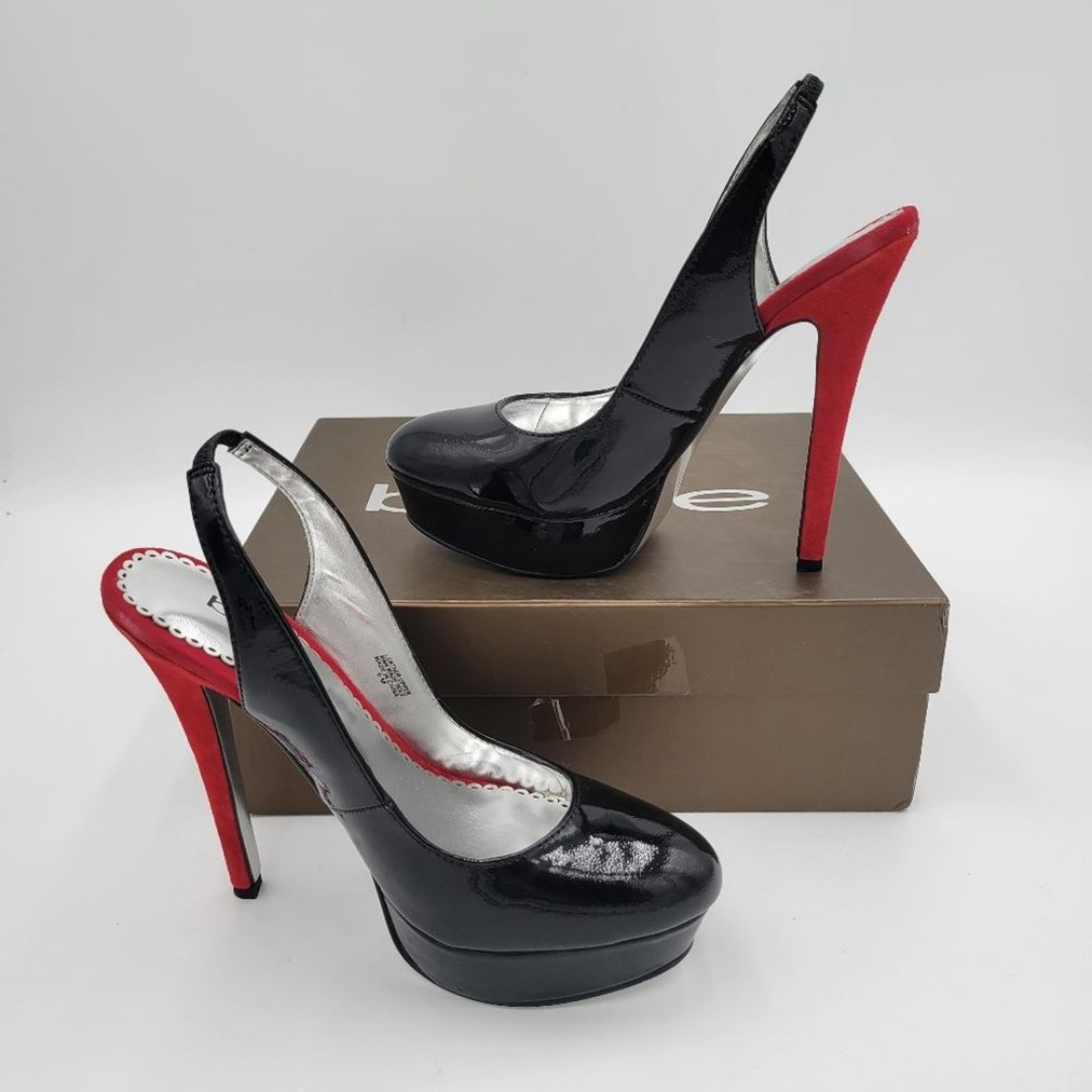 Bebe Jacob Sling Back Pumps 5" Stiletto Heels Red Suede Heels Leather Upper S 6
