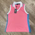 NEW RLX Ralph Lauren Women Golf Short Sleeve Polo Shirt Size M Pink Blue