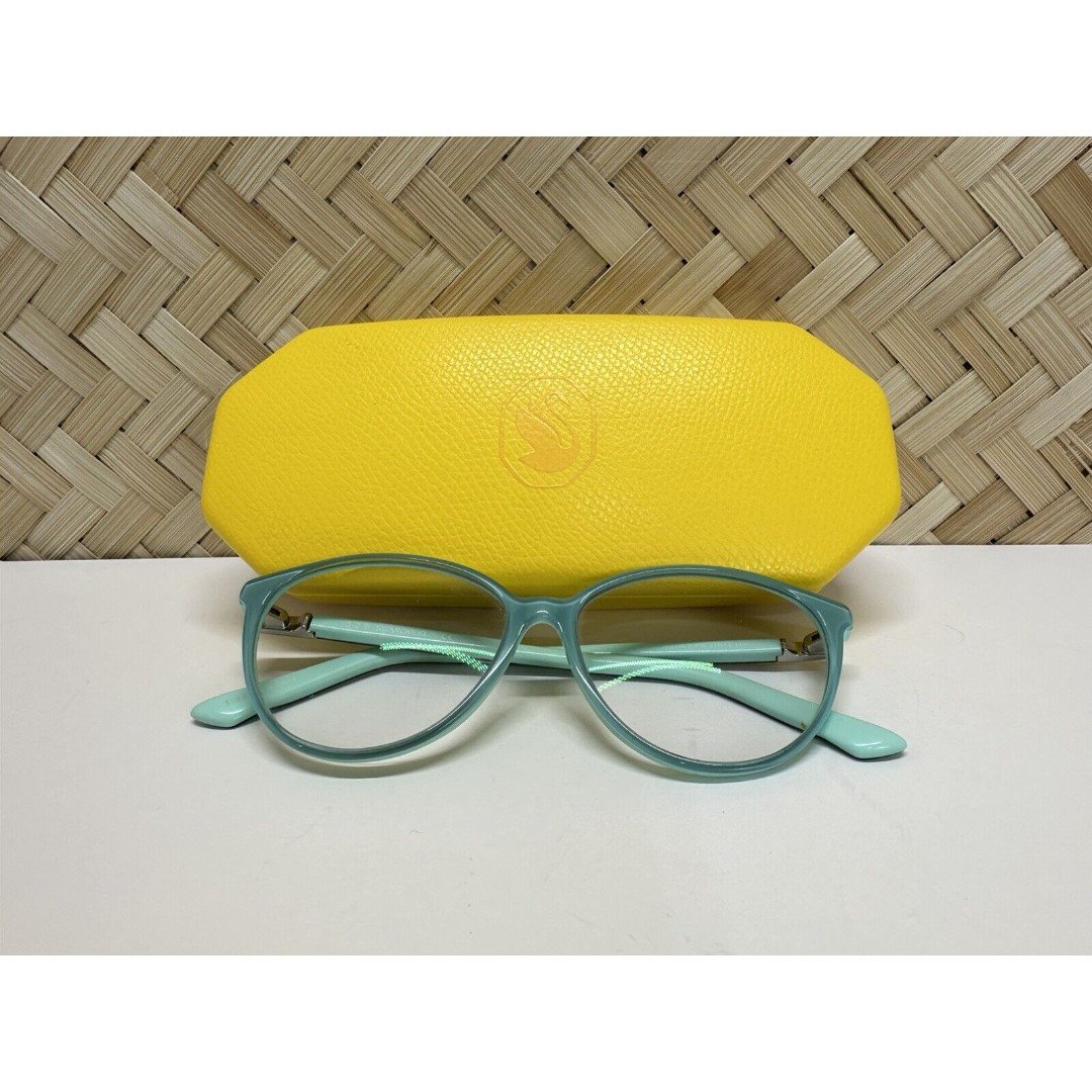 Swarovski Eyeglasses, Frames Only 3-2.9, SK5136-3 Robin’s Egg Blue With Crystals