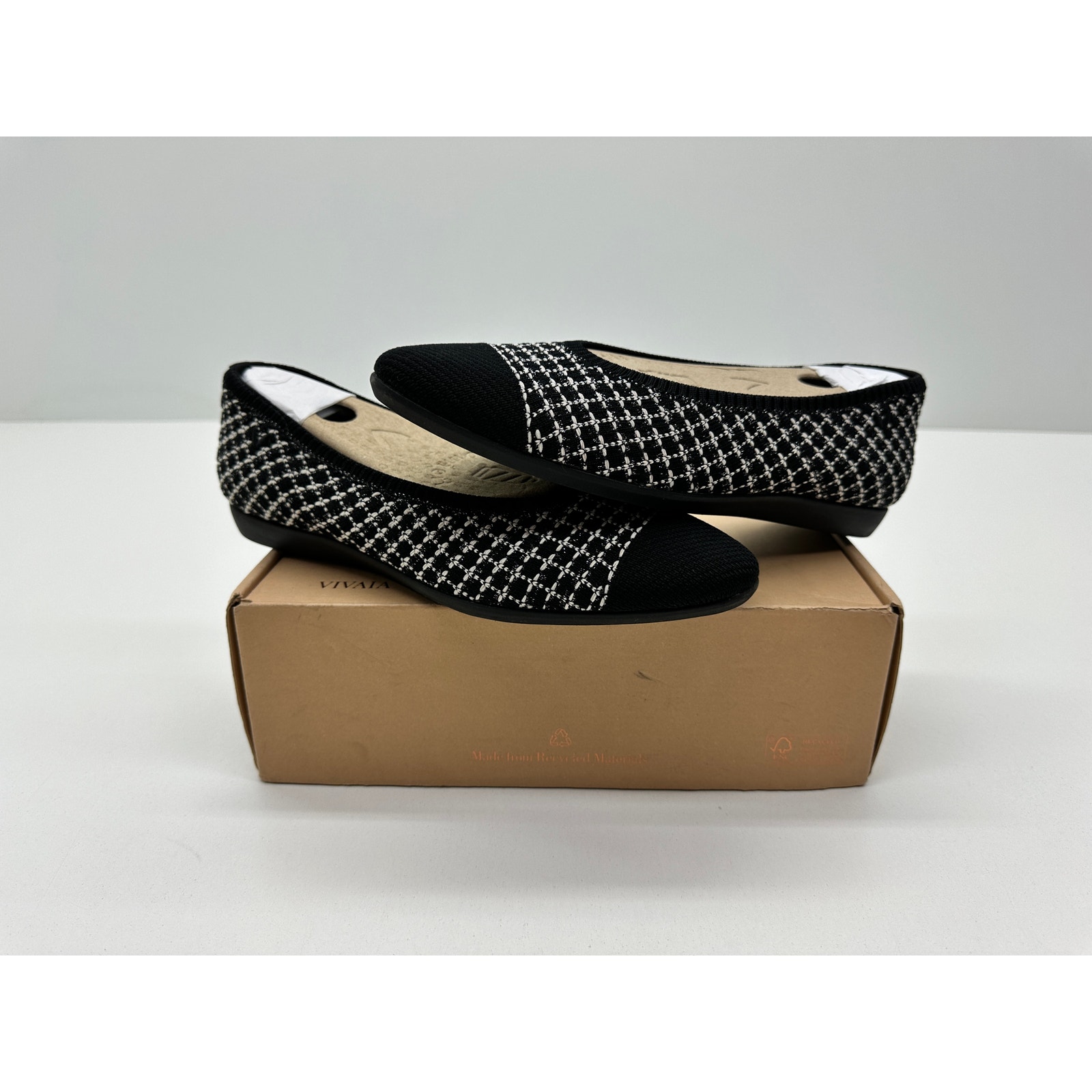 VIVAIA WOMEN’S TAMIA WALKER FLAT SHOE BLACK TWEED SIZE EU 38.5/M NIB #00S