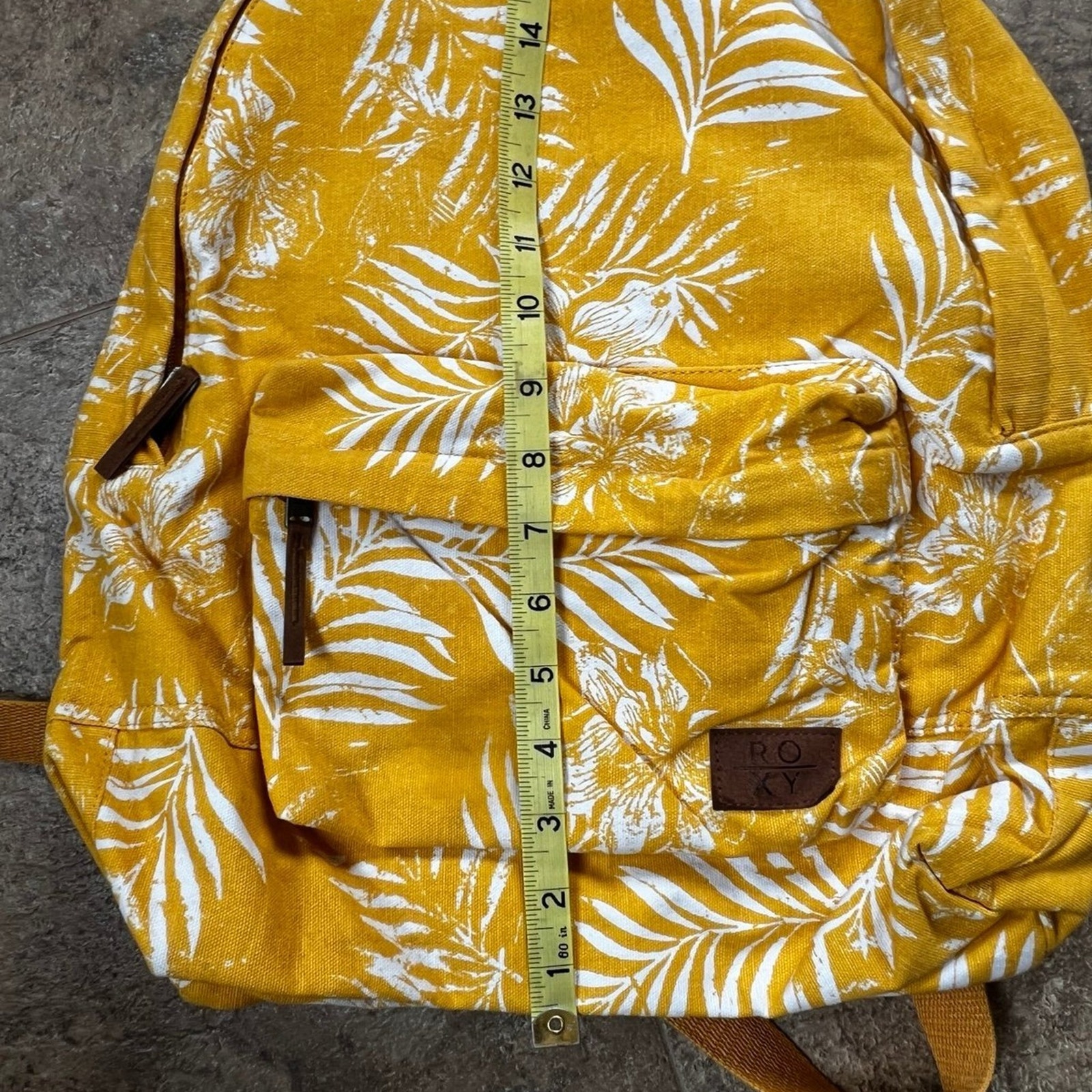 ROXY, yellow floral, backpack, cotton canvas