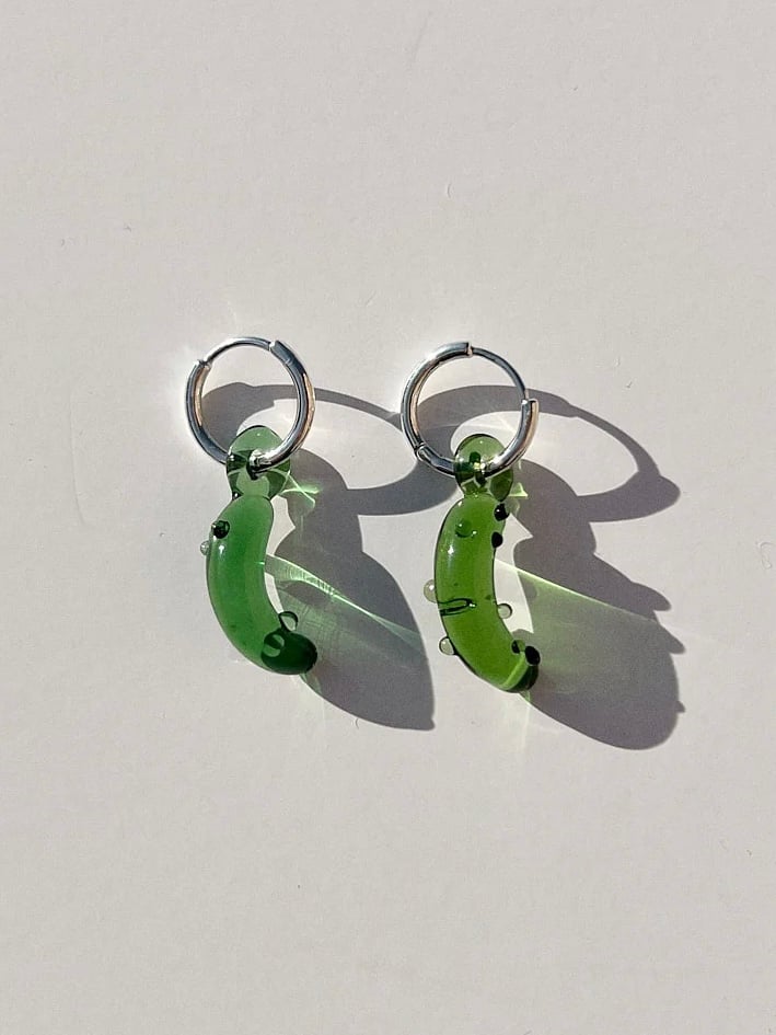 Lisa Says Gah Pickle Hoops Earrings