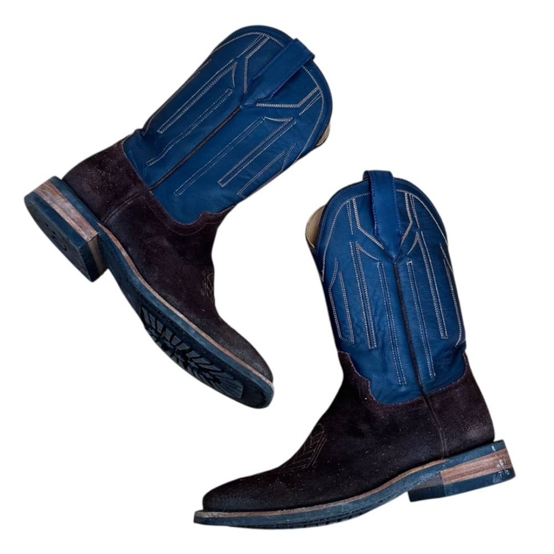 JK Western Men’s The Buck Indigo Chocolate Waxed Suede Boot Size 9.5