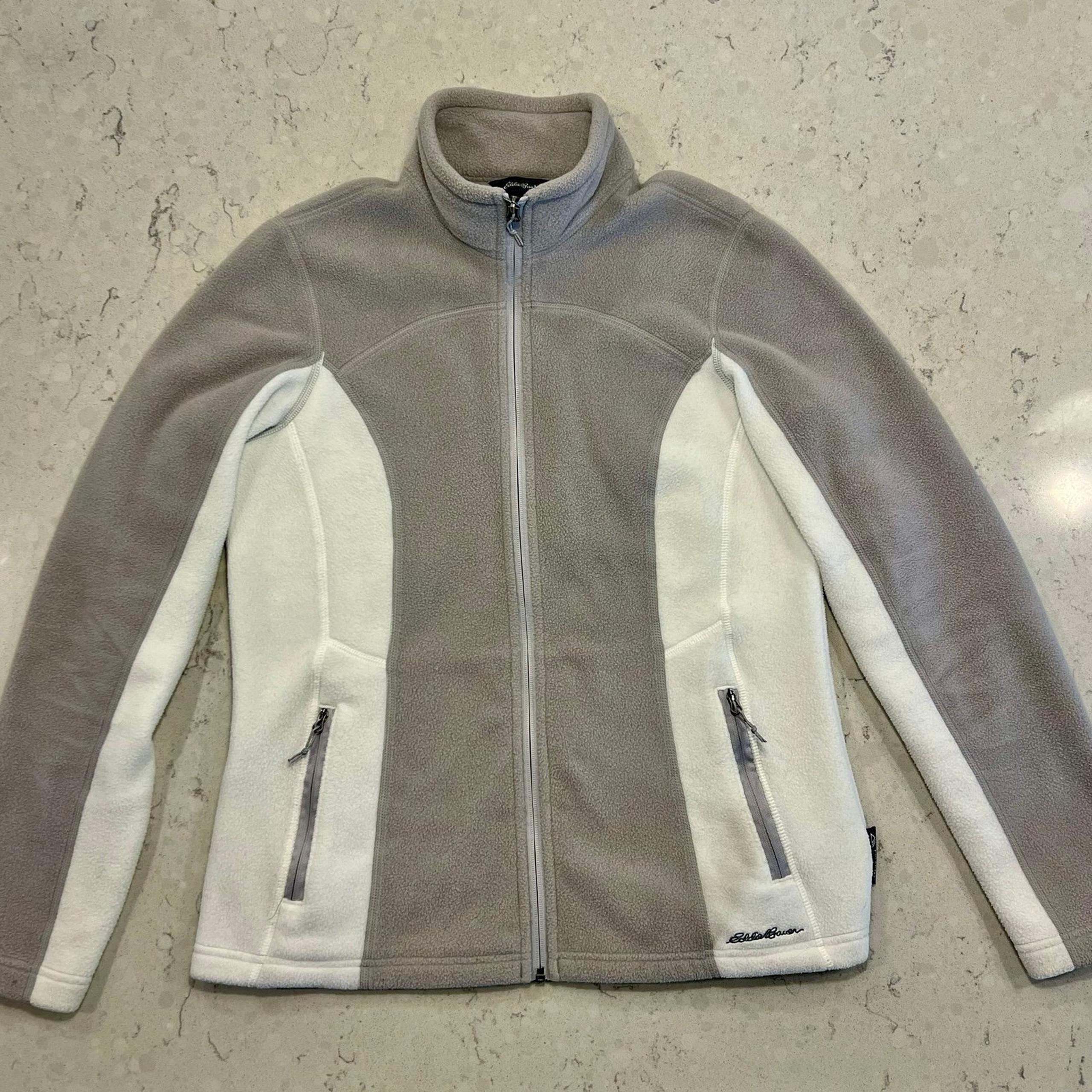 Eddie Bauer fleece jacket- White/Gray - M