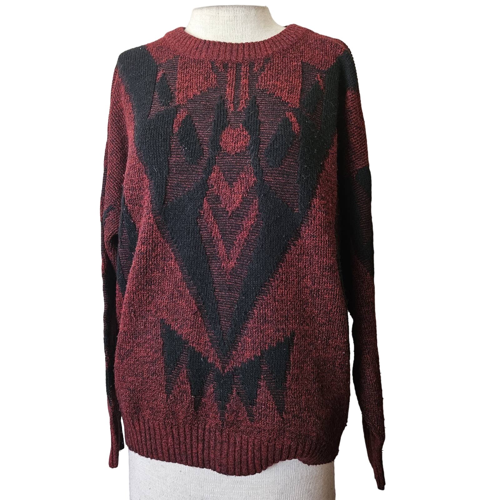 Vintage London Fog Marron and Black Sweater Size Large