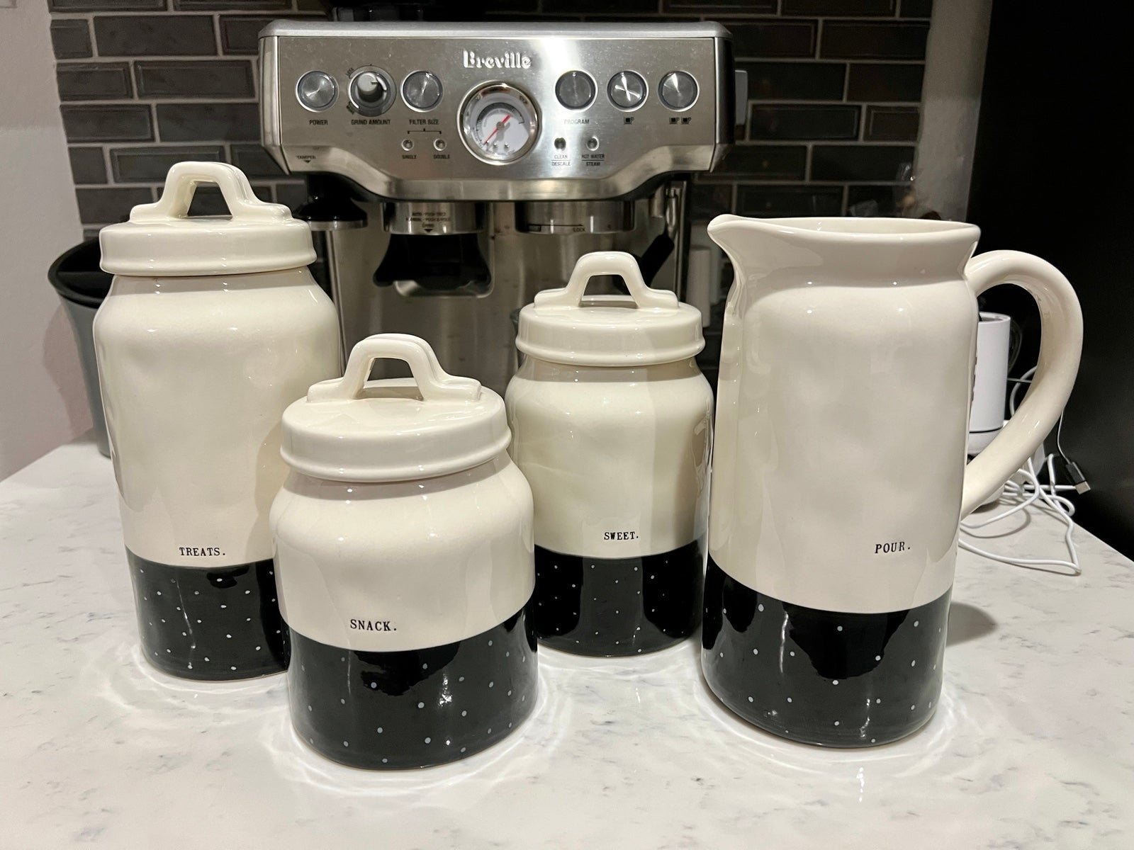 Rae Dunn Polka Dot Canister Set 2017