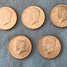 Lot Of 5 JFK Half Dollar Coins. C-126.