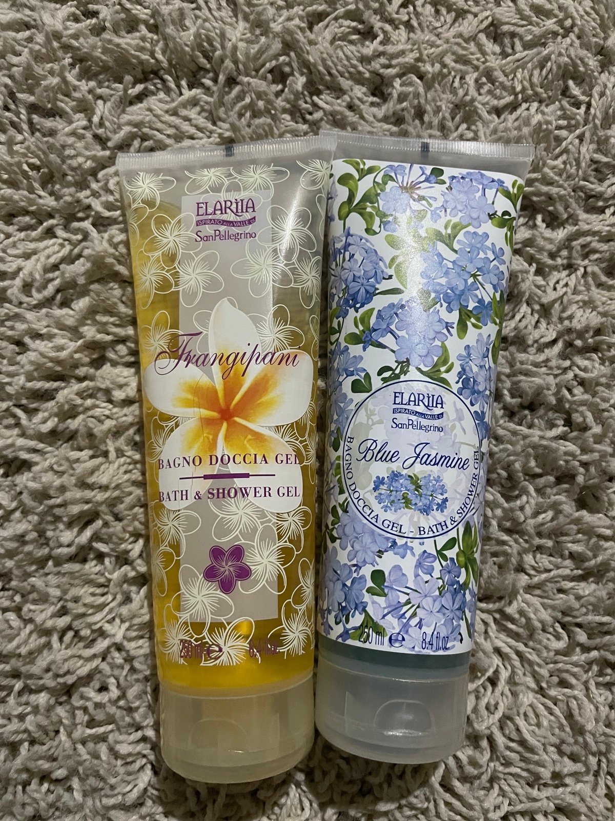 RARE Elariia San Pellagrino Frangipani and Blue Jasmine Bath & Shower Gel