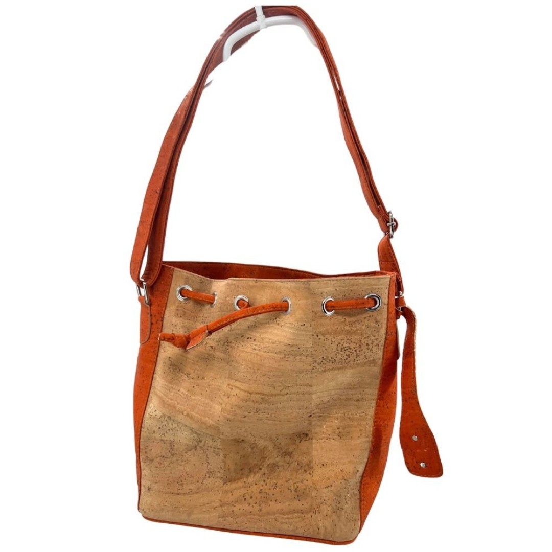 Artelusa 100% Cork bucket bag purse orange Portugal neutral boho