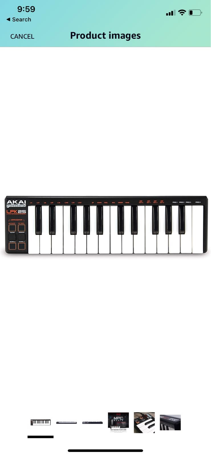 AKAI Professional LPK25 - USB MIDI Keyboard controller with 25 Velocity-Sensitiv