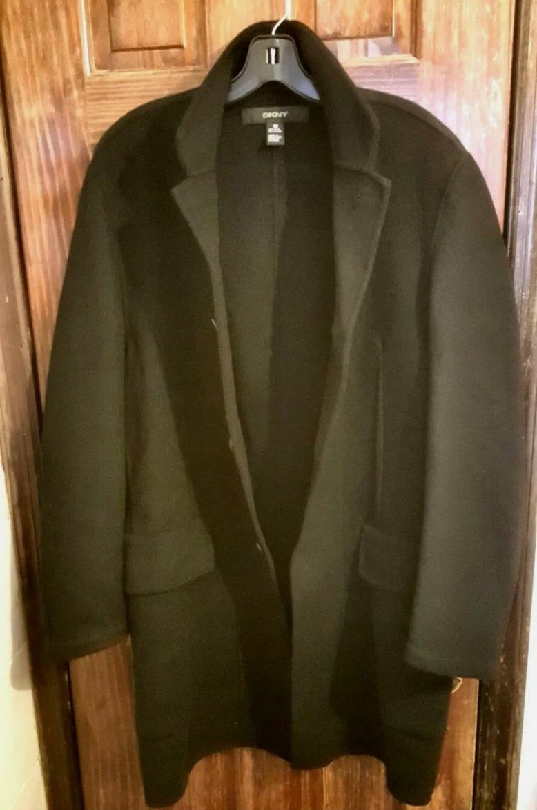 DKNY Black Wool Overcoat