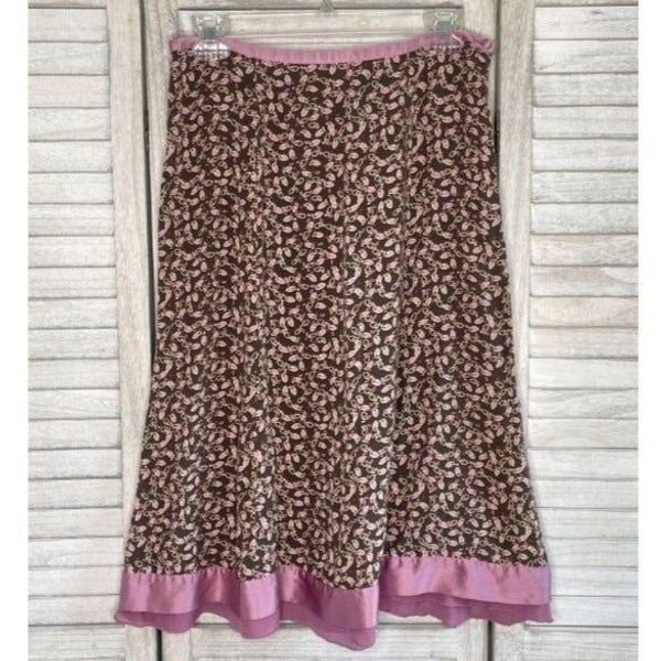 J. Jill Skirt Brown & Purple Floral Sz 6