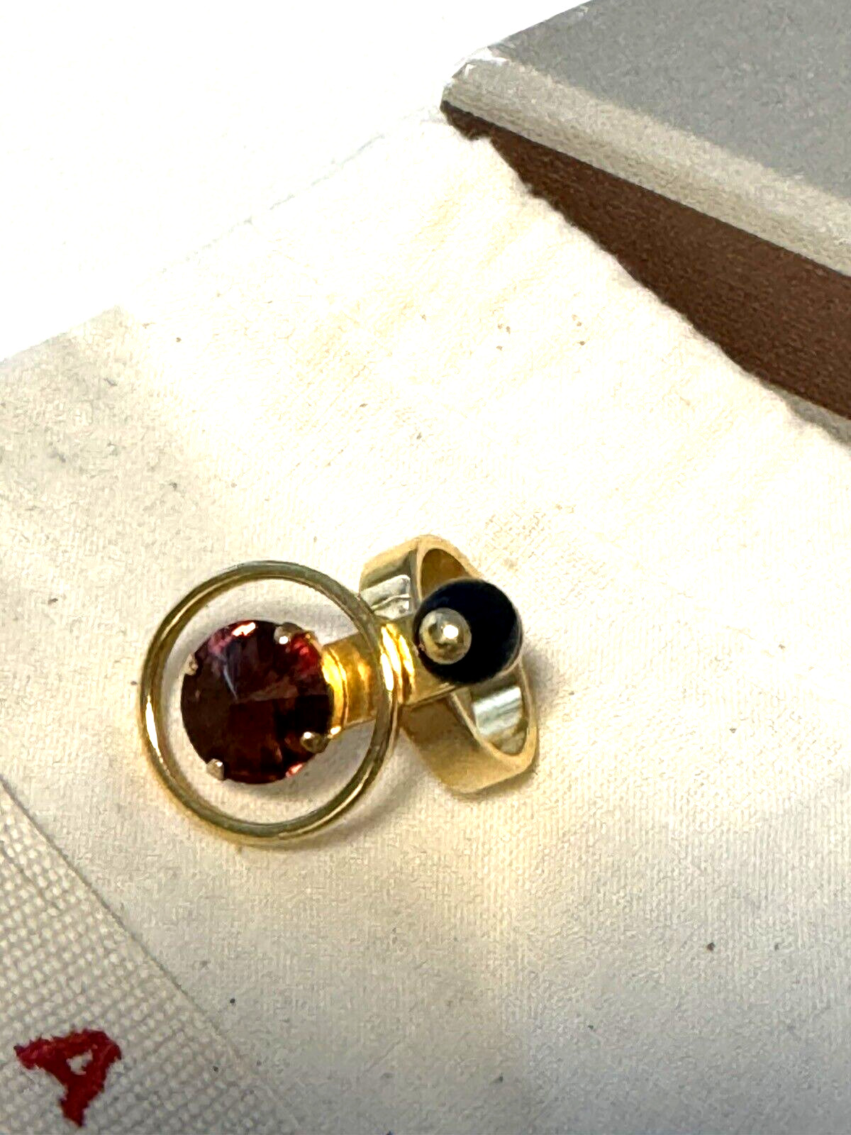 Marni Brown Brass Geometric Ring Unique Special Multi Stone Orb Ring S 390